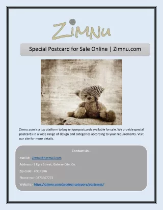 Special Postcard for Sale Online | Zimnu.com