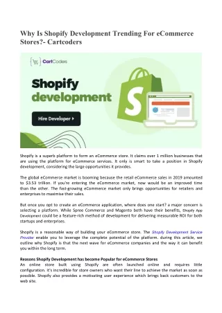 why is shopify development trending for ecommerce