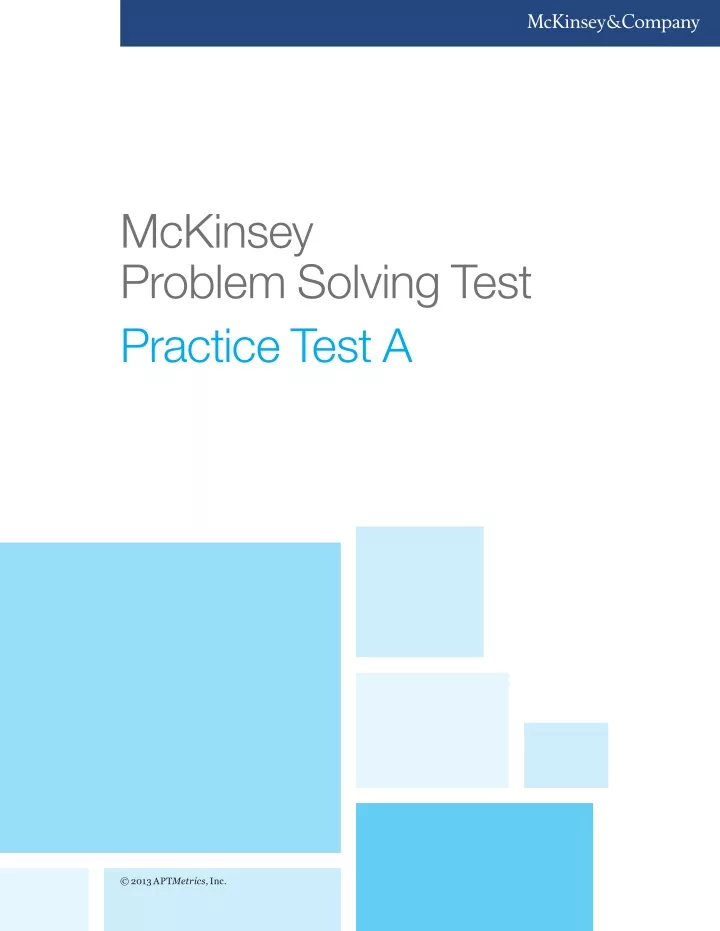 mckinsey problem solving test practice test a