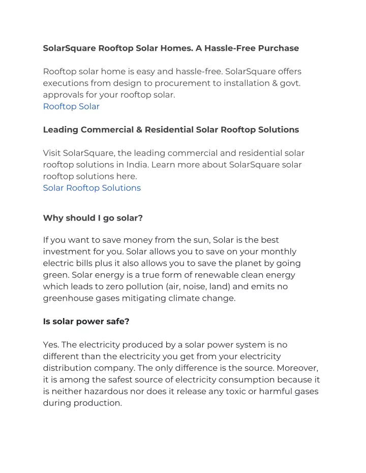 solarsquare rooftop solar homes a hassle free