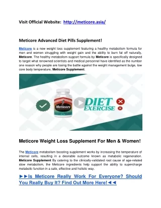 Lose Fast Weight With Meticore Supplements