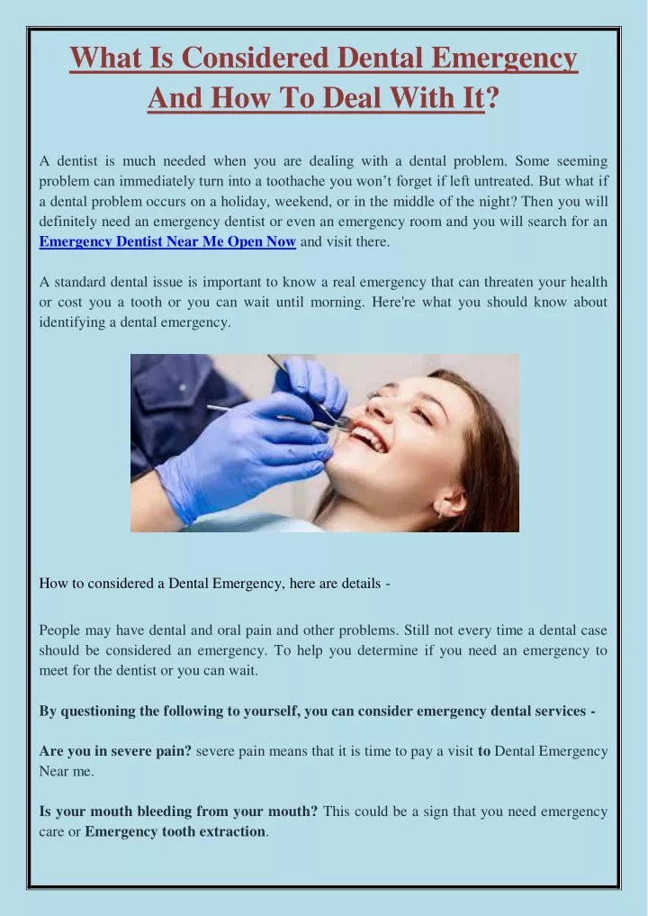 what is considered dental emergency