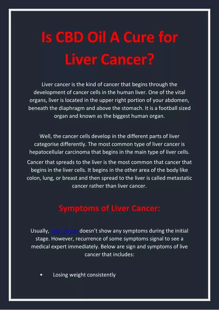 is cbd oil a cure for liver cancer