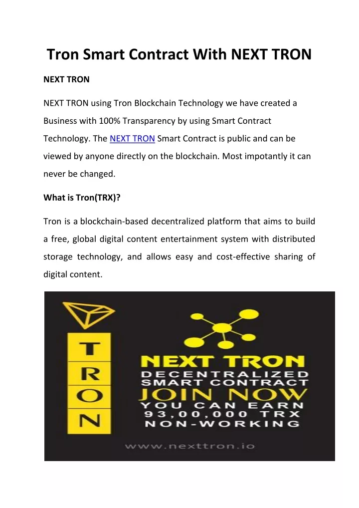 tron smart contract with next tron