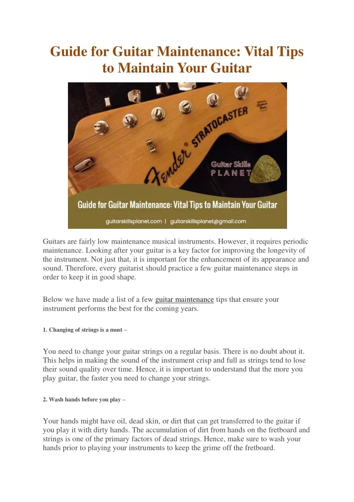 guide for guitar maintenance vital tips