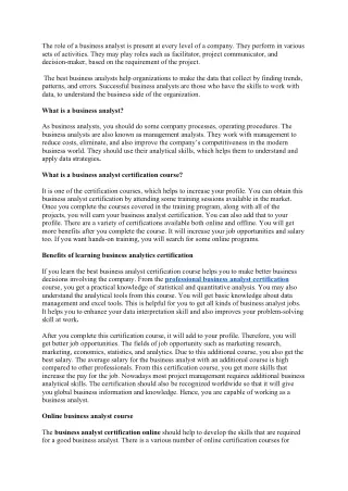 the role of a business analyst is present