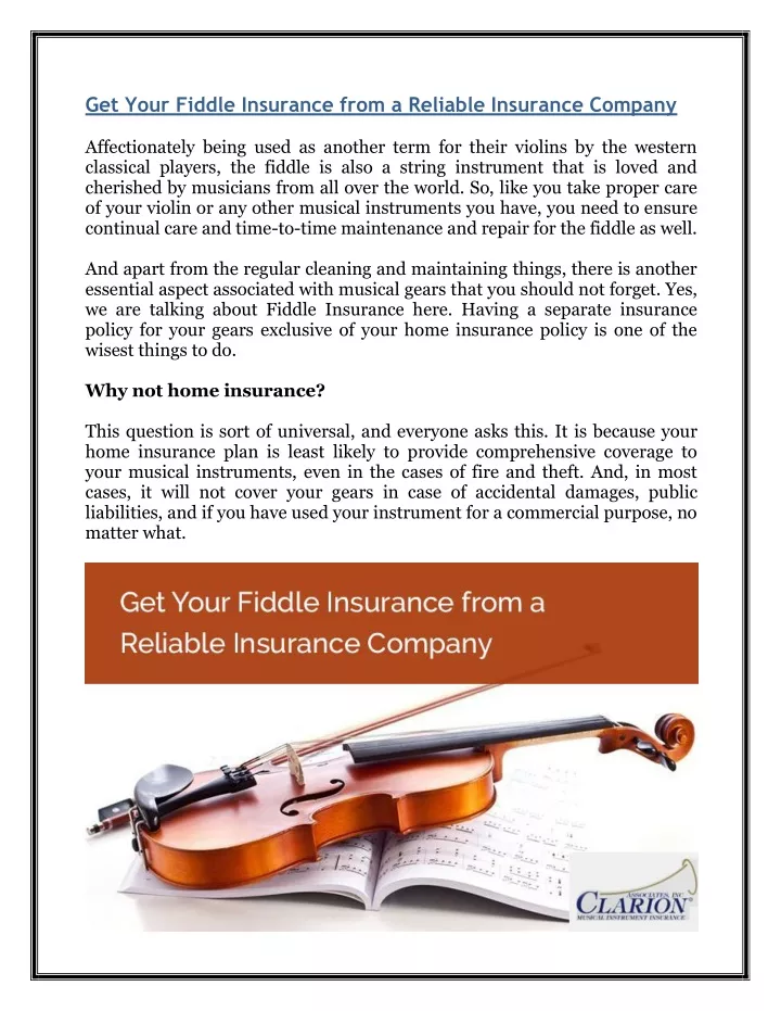 get your fiddle insurance from a reliable
