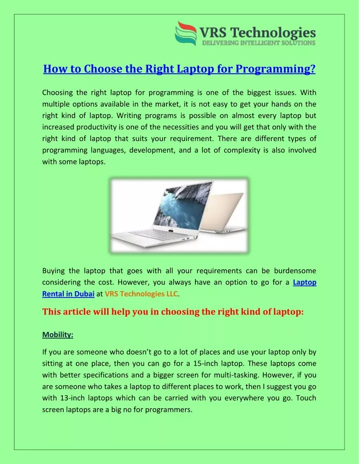 how to choose the right laptop for programming