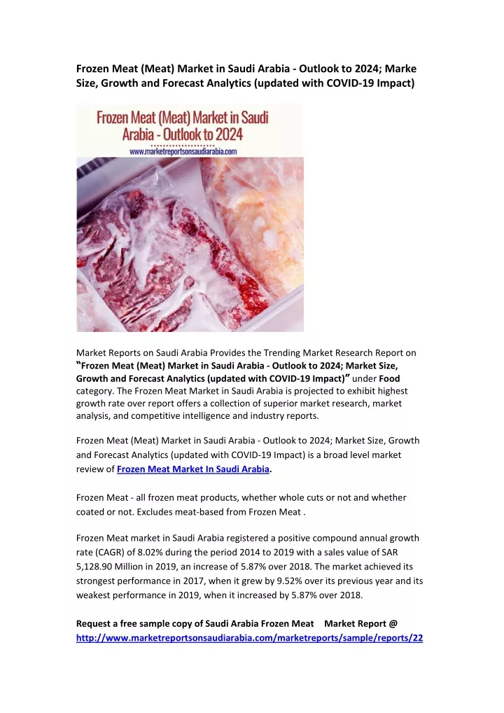 frozen meat meat market in saudi arabia outlook
