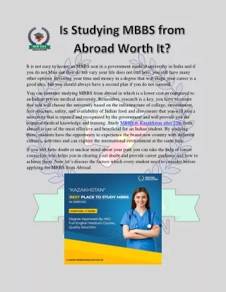 Is Studying MBBS Abroad Worth It