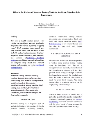 what is the variety of nutrient testing methods