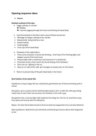 opening sequence ideas 1 horror detailed outlined