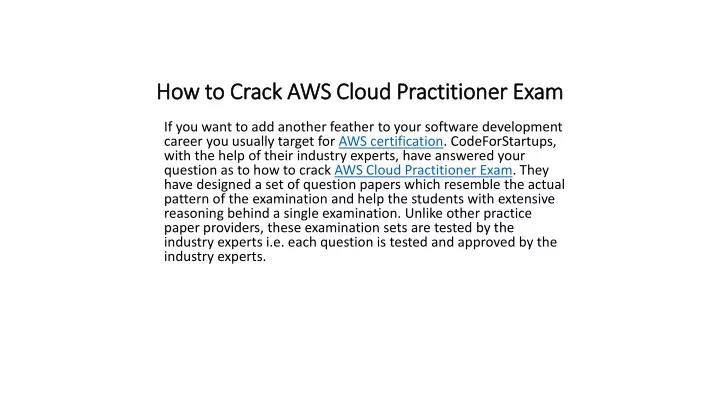 how to crack aws cloud practitioner exam