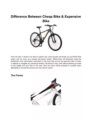 Difference between cheap bike & expensive bike