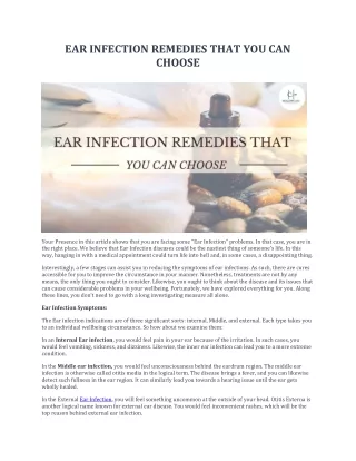 EAR INFECTION REMEDIES THAT YOU CAN CHOOSE
