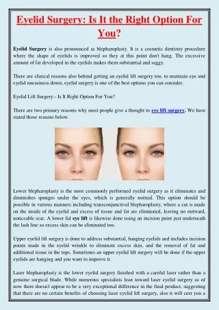 eyelid surgery is it the right option for you