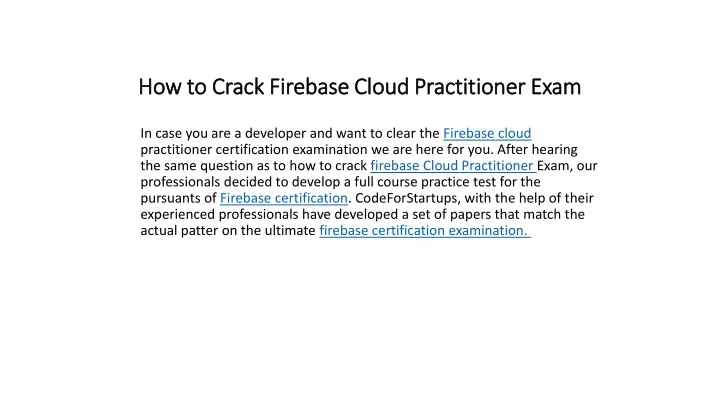 how to crack firebase cloud practitioner exam