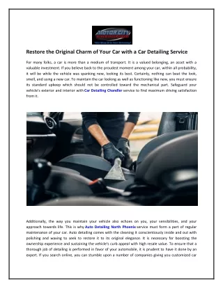 Restore the Original Charm of Your Car with a Car Detailing Service