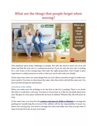 what are the things that people forget when moving