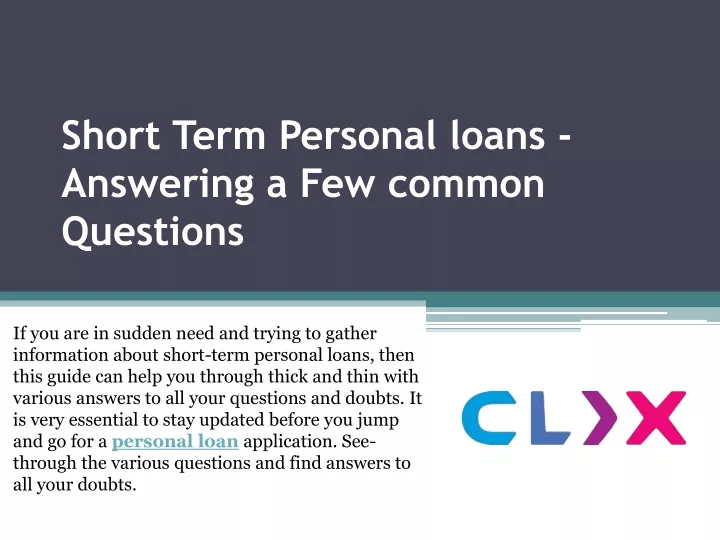 short term personal loans answering a few common questions