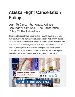 What is Alaska Airlines Cancellation Policy?