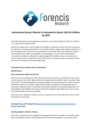 automotive sensors market is estimated to reach
