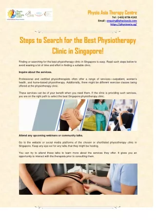 Physiotherapy Clinic Singapore