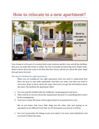how to relocate to a new apartment