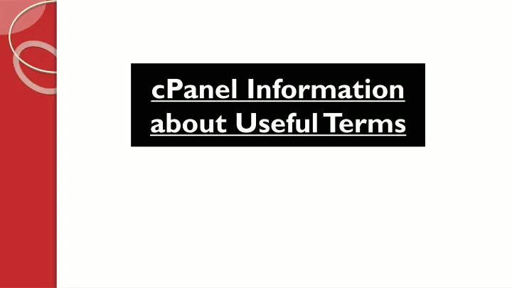 cpanel information about useful terms