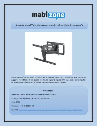 Acquista stand TV in titanio con braccio online | Mabizone.com/it