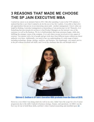 3 Reasons that made me choose the sp jain executive MBA