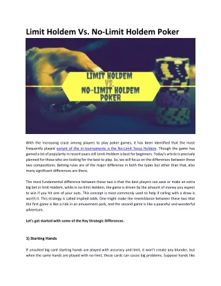 limit holdem vs no limit holdem poker