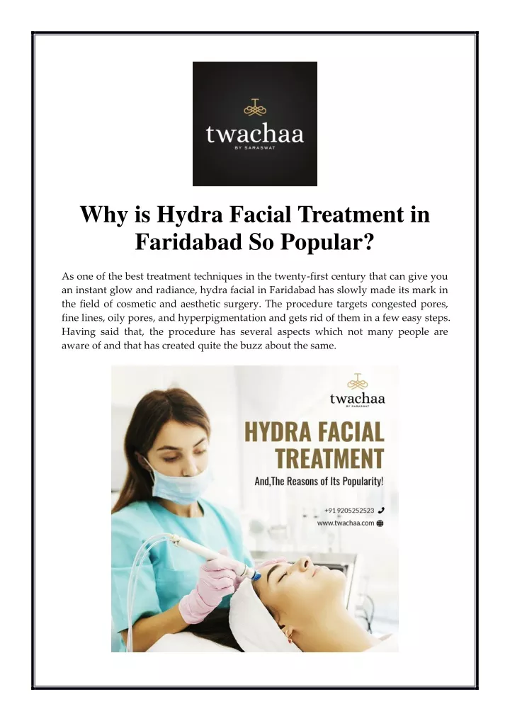 why is hydra facial treatment in faridabad