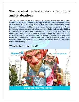 The carnival festival Greece - traditions and celebrations
