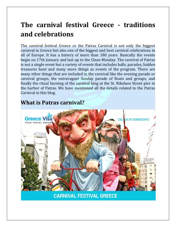 the carnival festival greece traditions