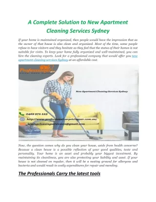 A Complete Solution to New Apartment Cleaning Services Sydney