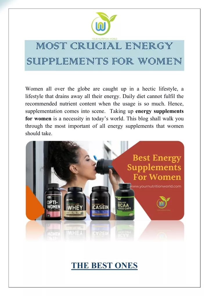 most crucial energy supplements for women