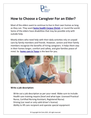 How to choose a caregiver for an elder?