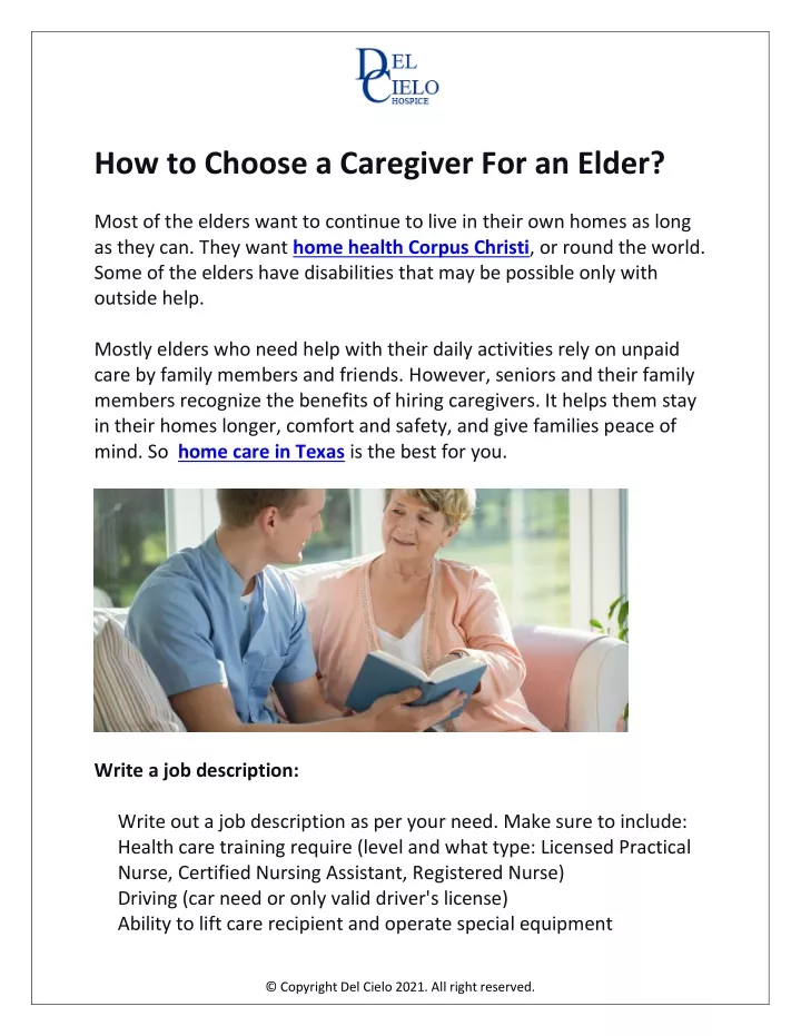 how to choose a caregiver for an elder most