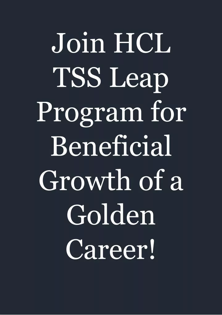 join hcl tss leap program for beneficial growth