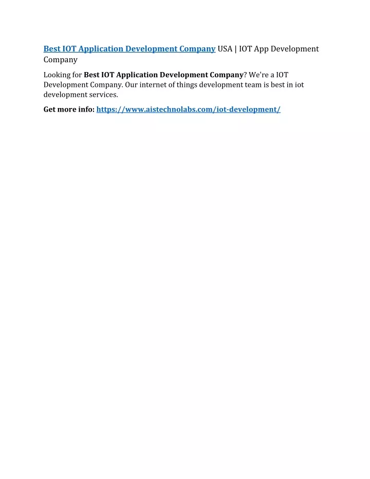 best iot application development company