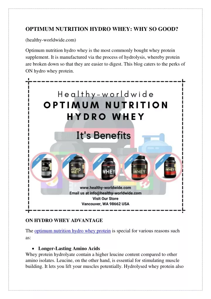 optimum nutrition hydro whey why so good
