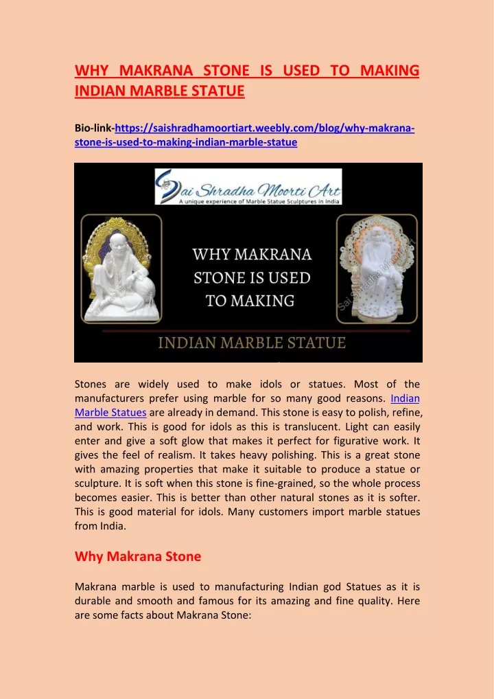 PPT - Makrana Stone Is Used To Making Indian Marble Statue PowerPoint ...