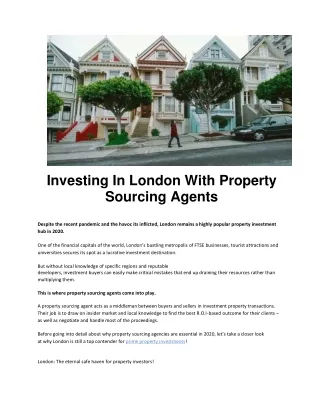 Investing In London With Property Sourcing Agents