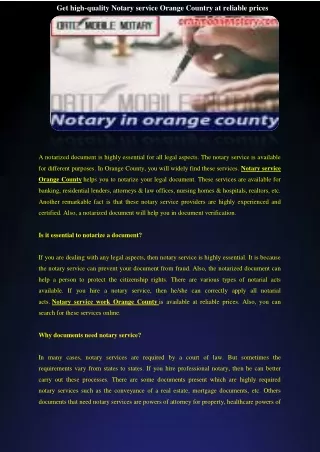 Notary service Orange County