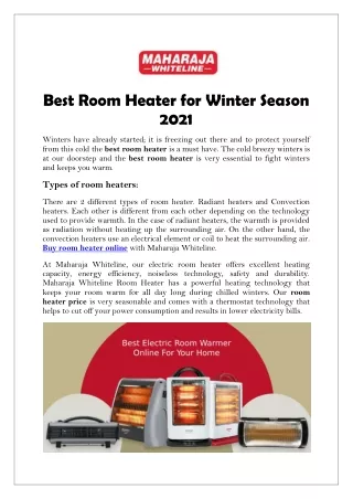 Best Room Heater for Winter Season 2021