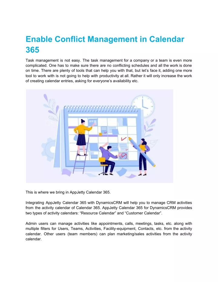 enable conflict management in calendar 365