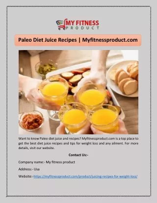 Paleo Diet Juice Recipes | Myfitnessproduct.com