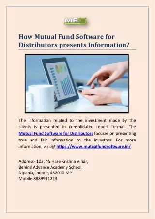 how mutual fund software for distributors