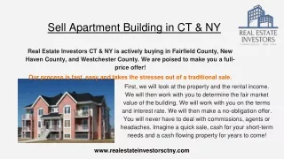 Sell Apartment Building in CT & NY